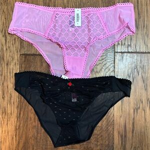 Adore Me 2 pairs- 1 Black Lace & 1 Pink Lace NWT Underwear